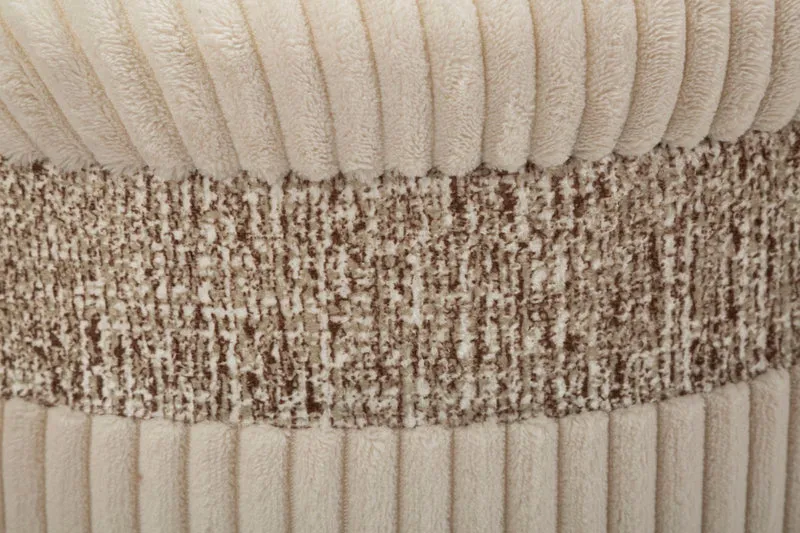 Puff con Contenitore Cortina Crema Set 3 Pz Ø40,5x49,5 cm - Ø35x42 cm - Ø31x38 cm in MDF e Spugna e Poliestere Crema