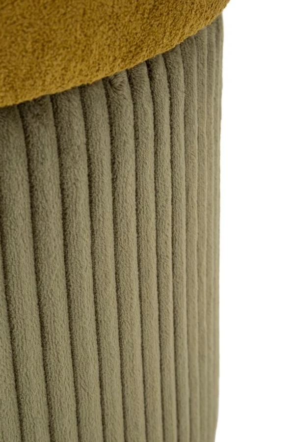 Puff con Contenitore Aspen Verde Set 2 Pz Ø42x44 cm - Ø35x37 cm in MDF e Spugna e Poliestere Verde