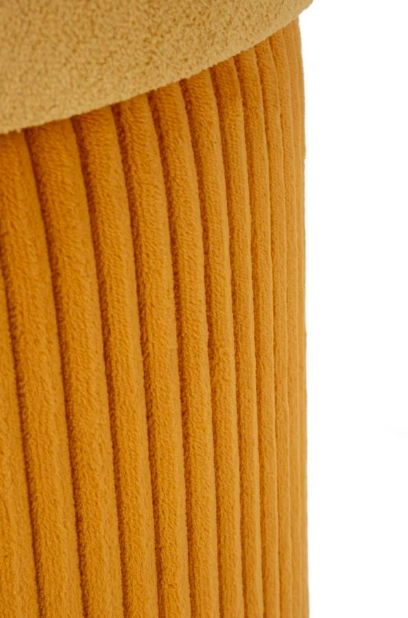 Puff con Contenitore Aspen Senape Set 2 Pz Ø42x44 cm - Ø35x37 cm in MDF e Spugna e Poliestere Senape