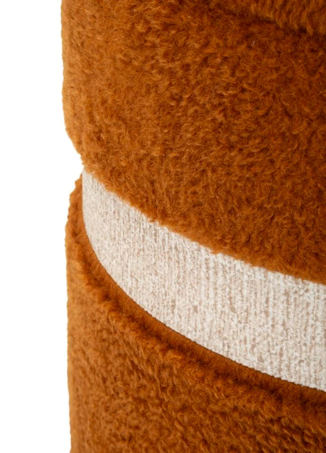 Puff con Contenitore Saint-moritz Marrone Set 2 Pz Ø40x47 cm - Ø32x38 cm in MDF e Spugna e Poliestere Marrone