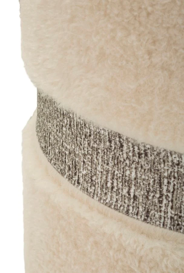 Puff con Contenitore Saint-moritz Crema Set 2 Pz Ø40x47 cm - Ø32x38 cm in MDF e Spugna e Poliestere Crema