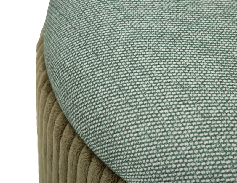 Puff con Contenitore Bolzano Verde Set 2 Pz Ø38x38 cm - Ø32x28 cm in MDF e Spugna e Poliestere Verde