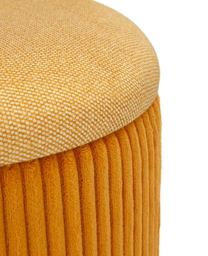 Puff con Contenitore Bolzano Senape Set 2 Pz Ø38x38 cm - Ø32x28 cm in MDF e Spugna e Poliestere Giallo