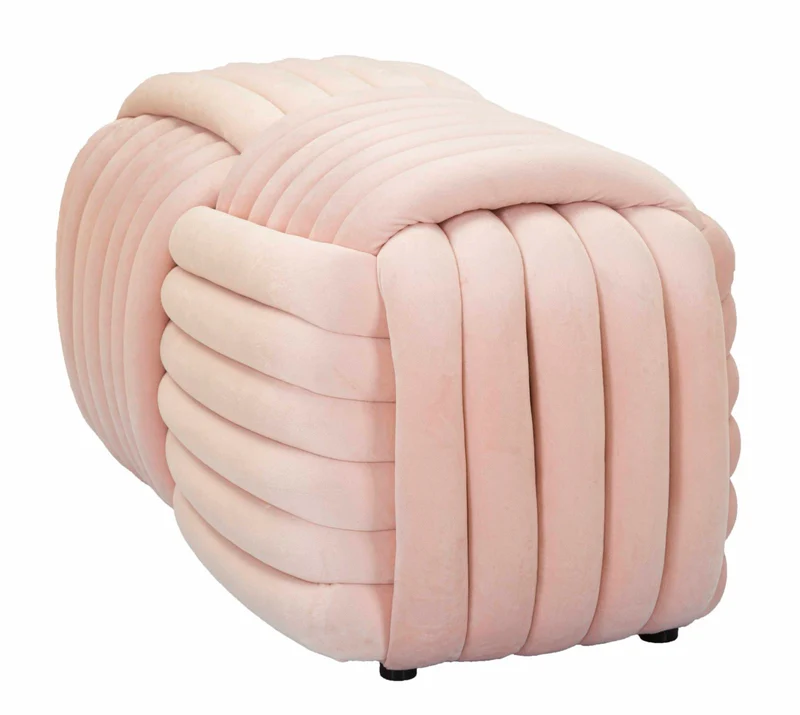 Panca Softy Rosa 90x45x45 cm in MDF e Cotone e Poliestere Rosa