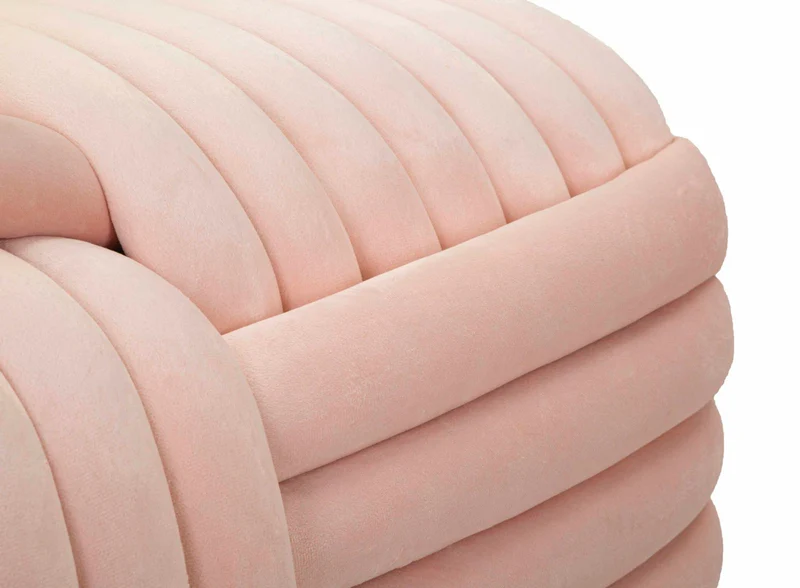 Panca Softy Rosa 90x45x45 cm in MDF e Cotone e Poliestere Rosa