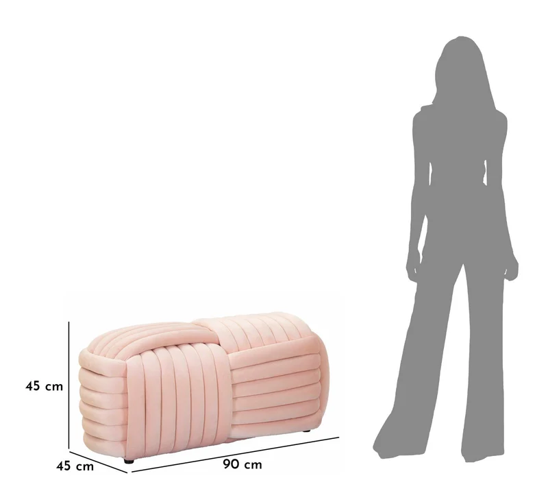 Panca Softy Rosa 90x45x45 cm in MDF e Cotone e Poliestere Rosa
