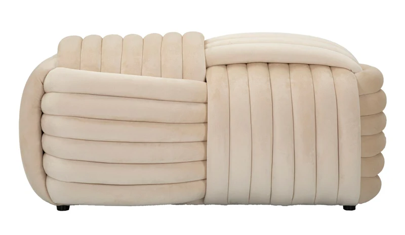 Panca Softy Crema 90x45x45 cm in MDF e Cotone e Poliestere Crema