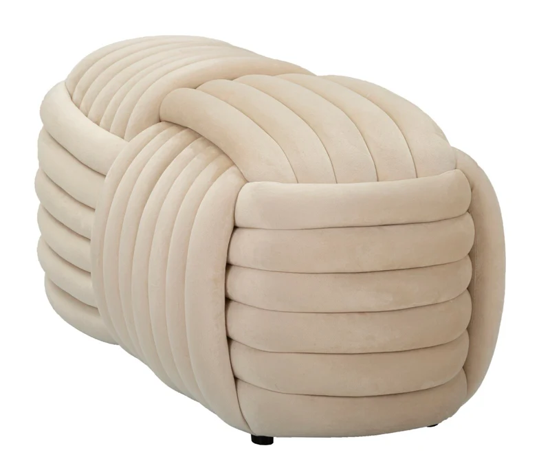 Panca Softy Crema 90x45x45 cm in MDF e Cotone e Poliestere Crema