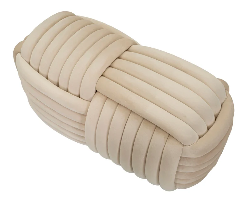 Panca Softy Crema 90x45x45 cm in MDF e Cotone e Poliestere Crema