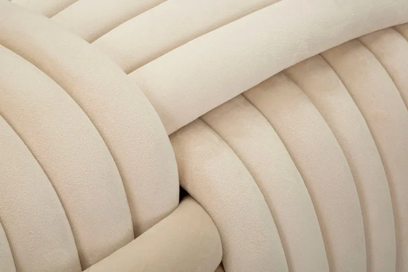 Panca Softy Crema 90x45x45 cm in MDF e Cotone e Poliestere Crema