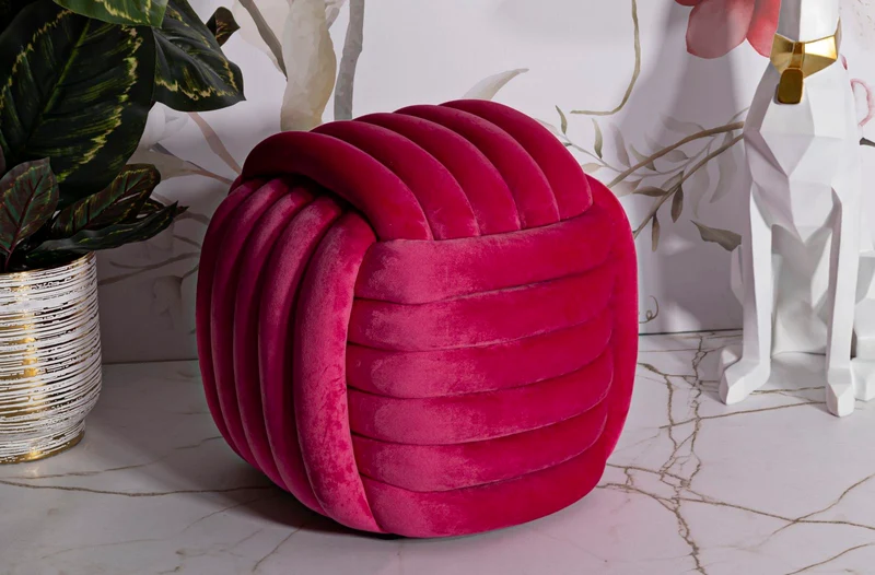 Puff Softy Fuxia 45x45x45 cm in MDF e Cotone e Poliestere Fucsia