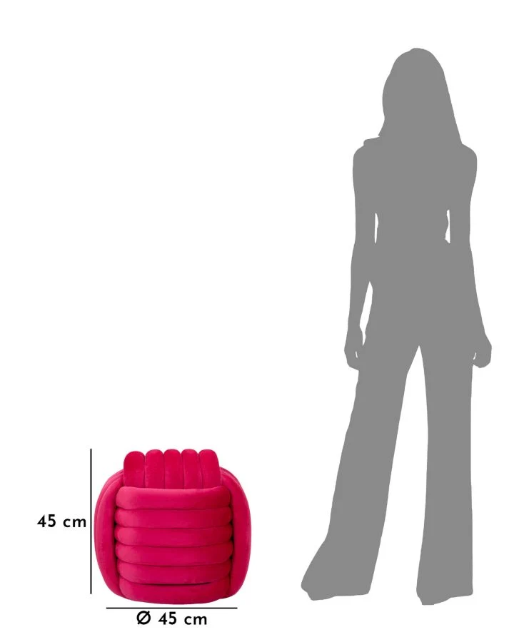 Puff Softy Fuxia 45x45x45 cm in MDF e Cotone e Poliestere Fucsia