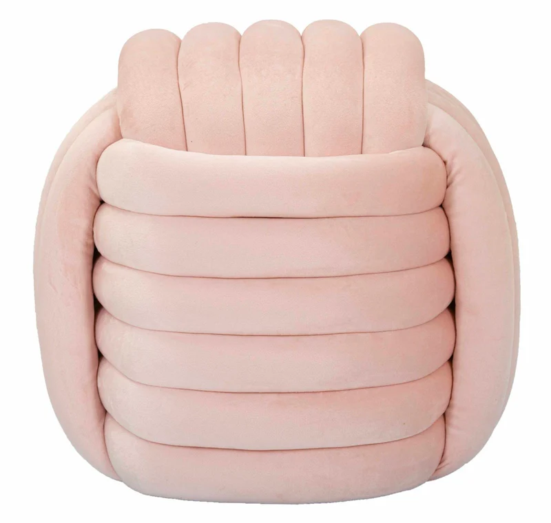 Puff Softy Rosa 45x45x45 cm in MDF e Cotone e Poliestere Rosa
