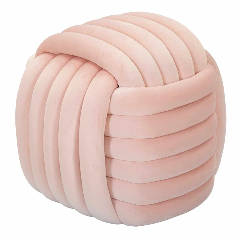 Puff Softy Rosa 45x45x45 cm in MDF e Cotone e Poliestere Rosa