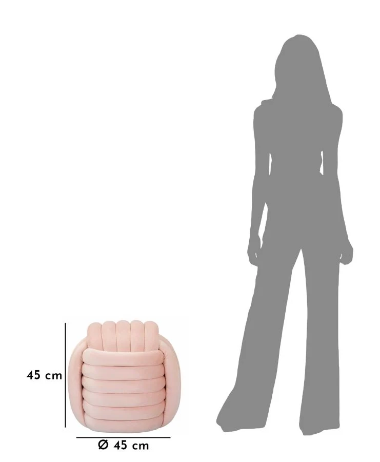 Puff Softy Rosa 45x45x45 cm in MDF e Cotone e Poliestere Rosa