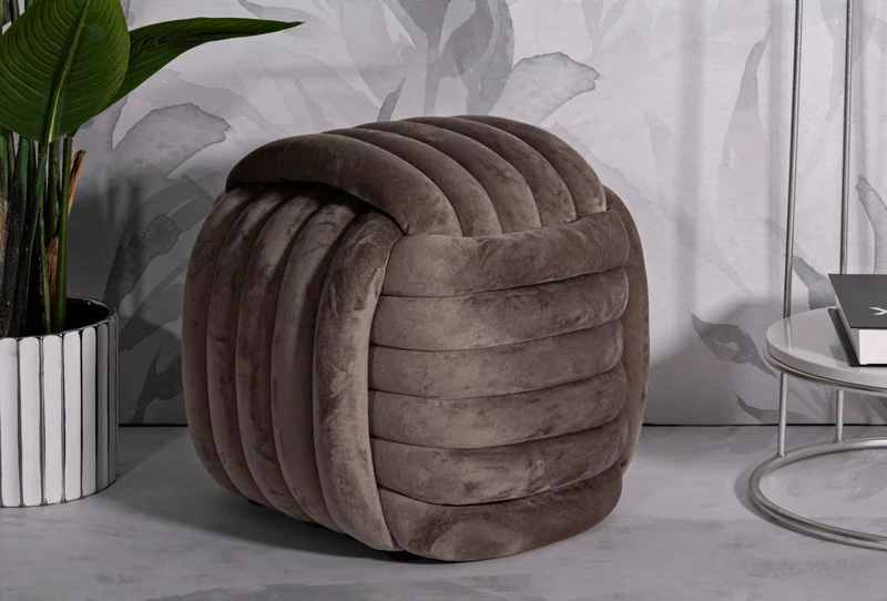 Puff Softy Grigio 45x45x45 cm in MDF e Cotone e Poliestere Grigio