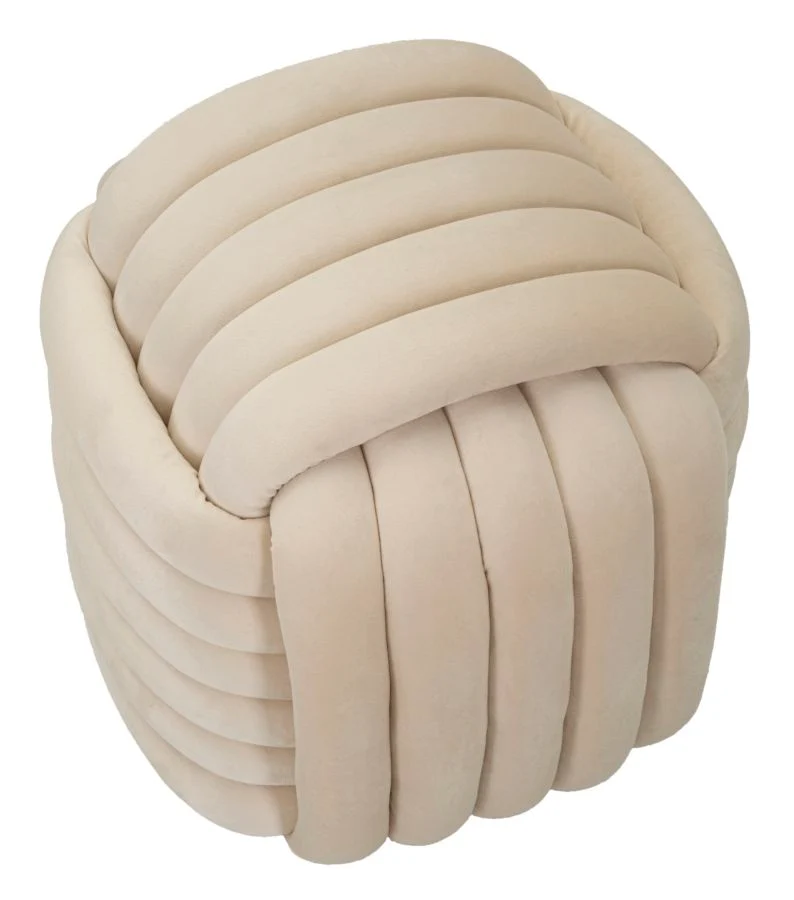 Puff Softy Crema 45x45x45 cm in MDF e Cotone e Poliestere Crema