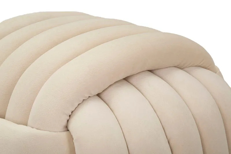 Puff Softy Crema 45x45x45 cm in MDF e Cotone e Poliestere Crema