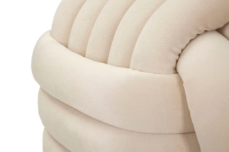 Puff Softy Crema 45x45x45 cm in MDF e Cotone e Poliestere Crema