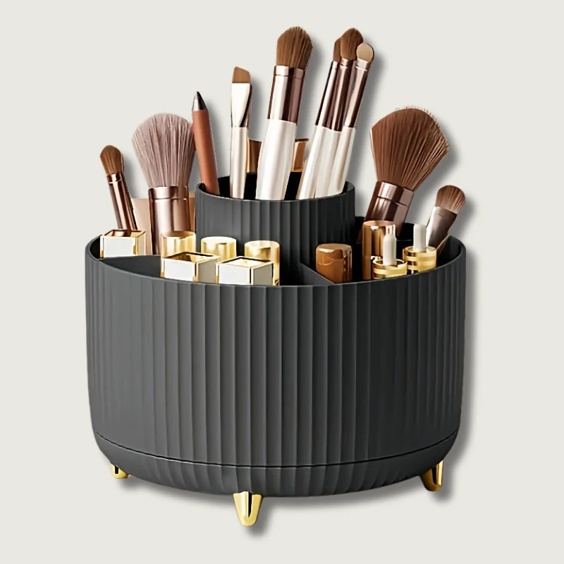 360° rotating cosmetic organizer with five compartments