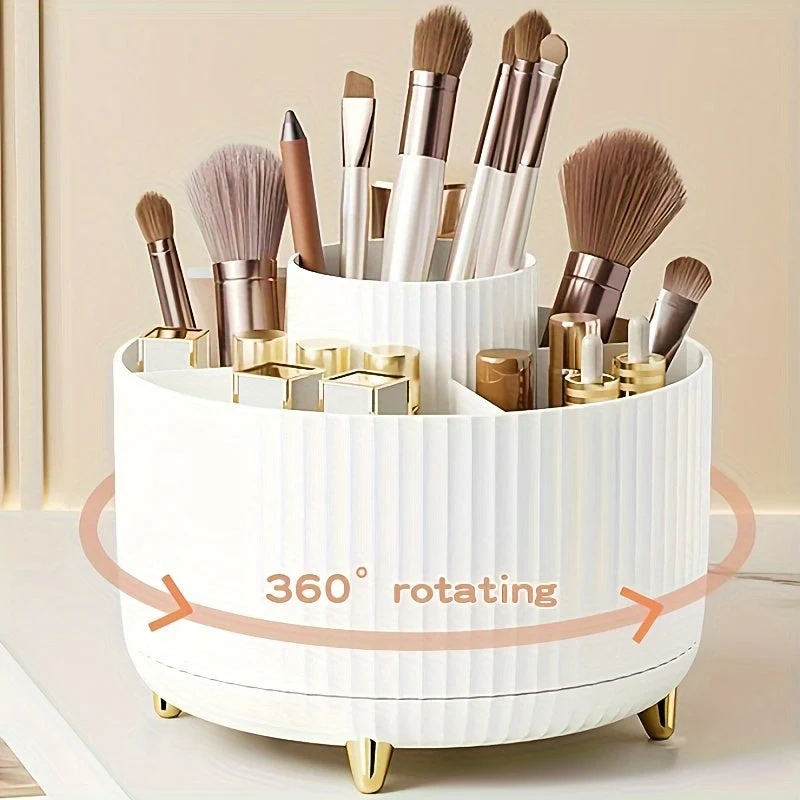 360° rotating cosmetic organizer with five compartments