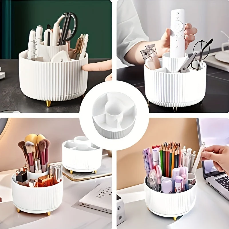 360° rotating cosmetic organizer with five compartments
