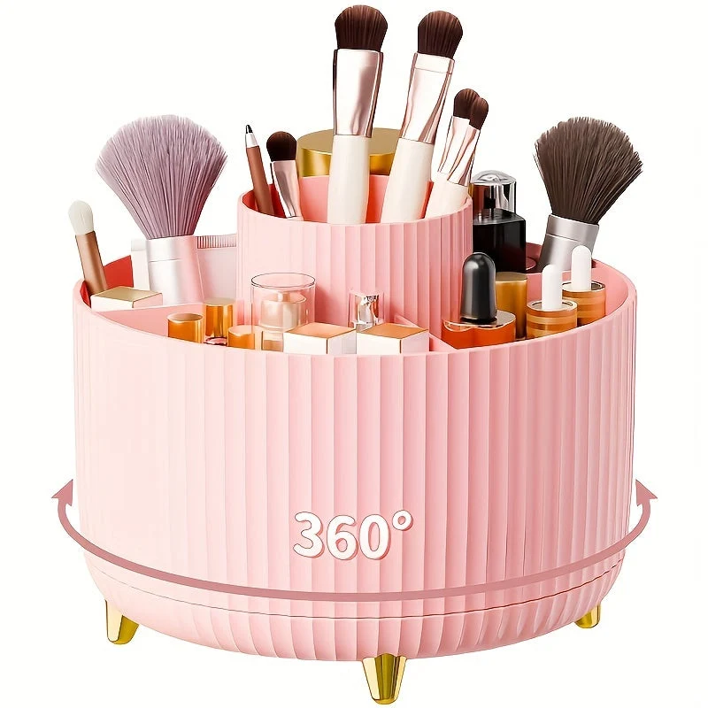360° rotating cosmetic organizer with five compartments