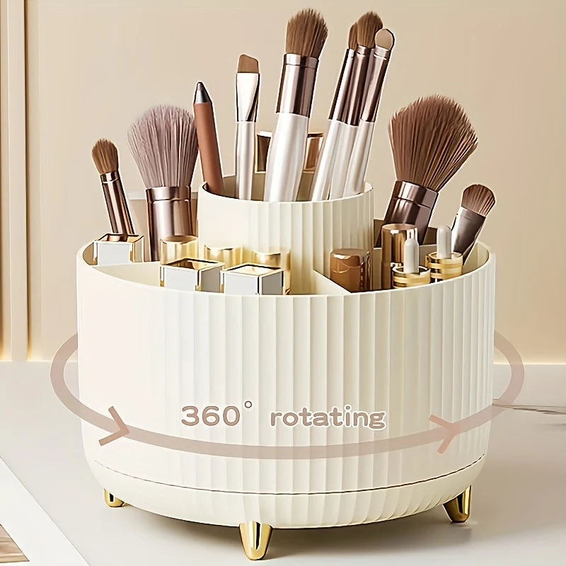 360° rotating cosmetic organizer with five compartments