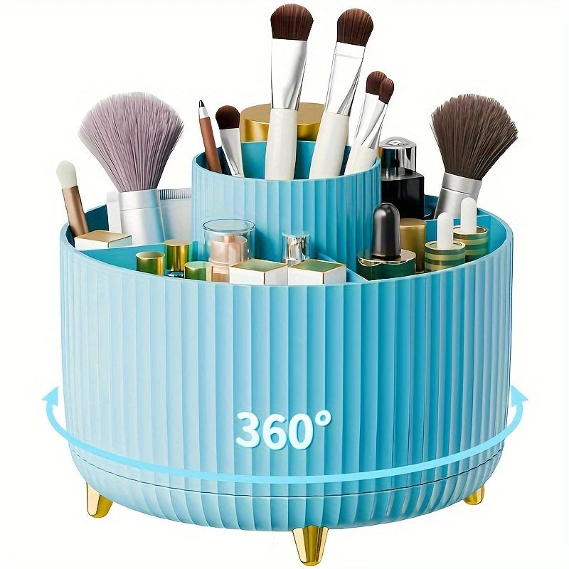360° rotating cosmetic organizer with five compartments