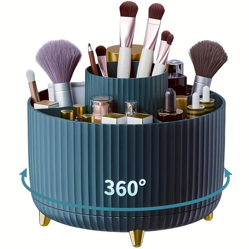 360° rotating cosmetic organizer with five compartments