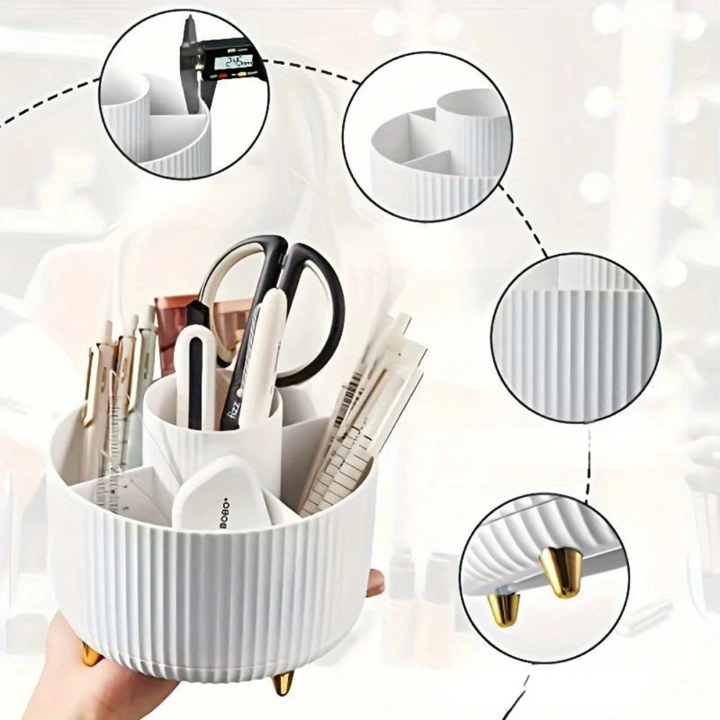 360° rotating cosmetic organizer with five compartments