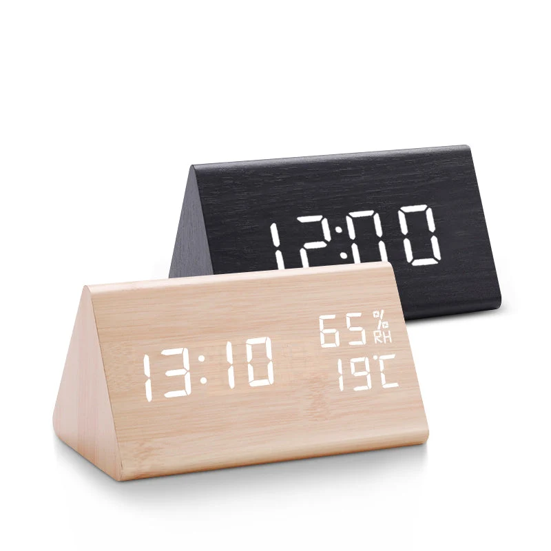 Minimalist Wooden Digital Alarm Clock – LED Display