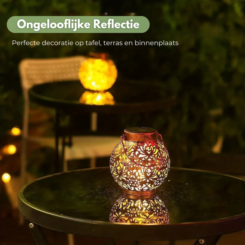 Solira – Zonnelantaarn Sterrenpatroon LED & Waterdicht – Tuin & Buiten