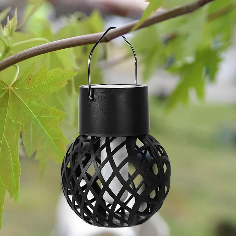 Solira – Hangende Lantaarn 4-Pack Zonne-energie & Vlameffect – Tuin & Balkon