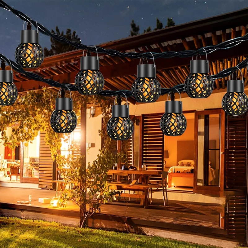 Solira – Hangende Lantaarn 4-Pack Zonne-energie & Vlameffect – Tuin & Balkon