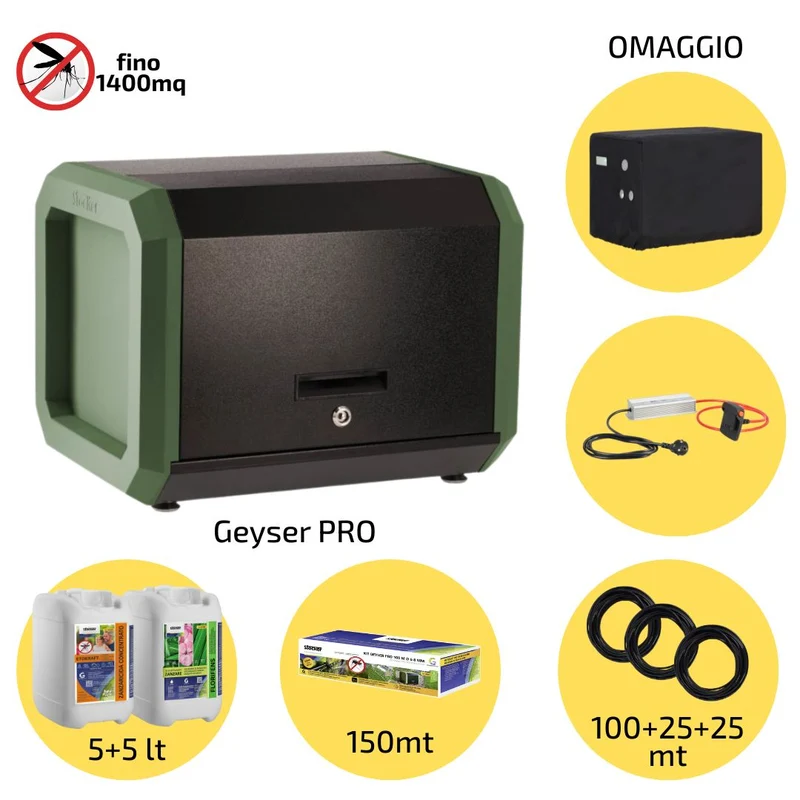 Sistema Antizanzare Professionale Geyser Pro Stocker Completo di impianto fino a 150 metri