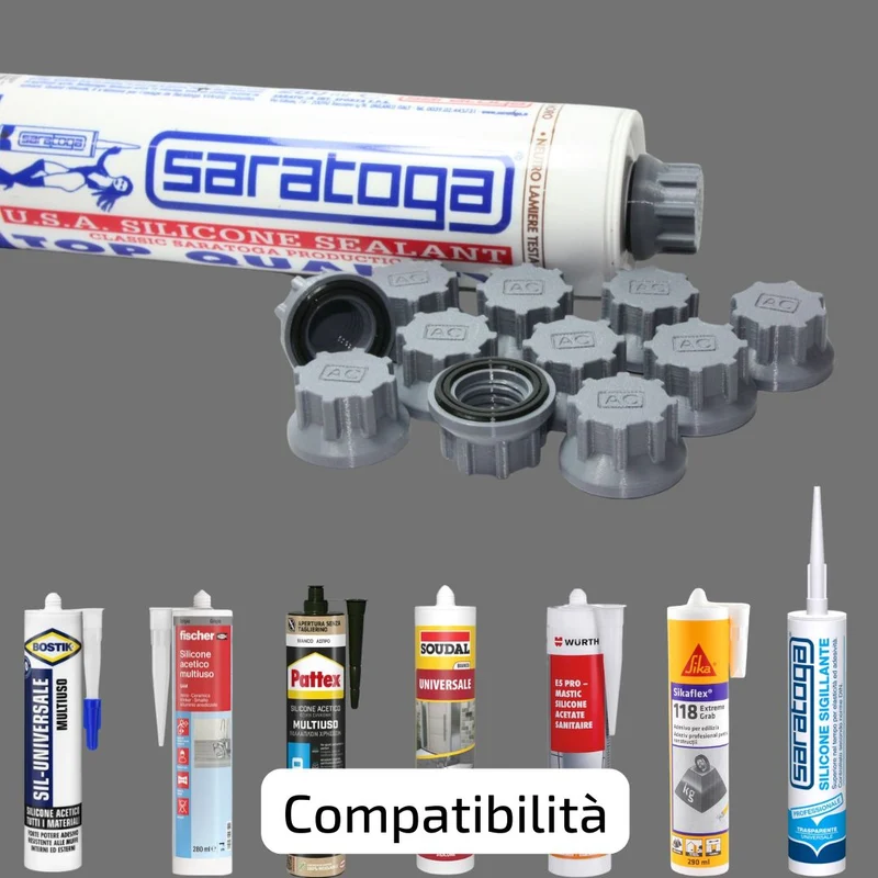 Tappi Universali per Cartucce Silicone (12 pz) con guarnizione di tenuta