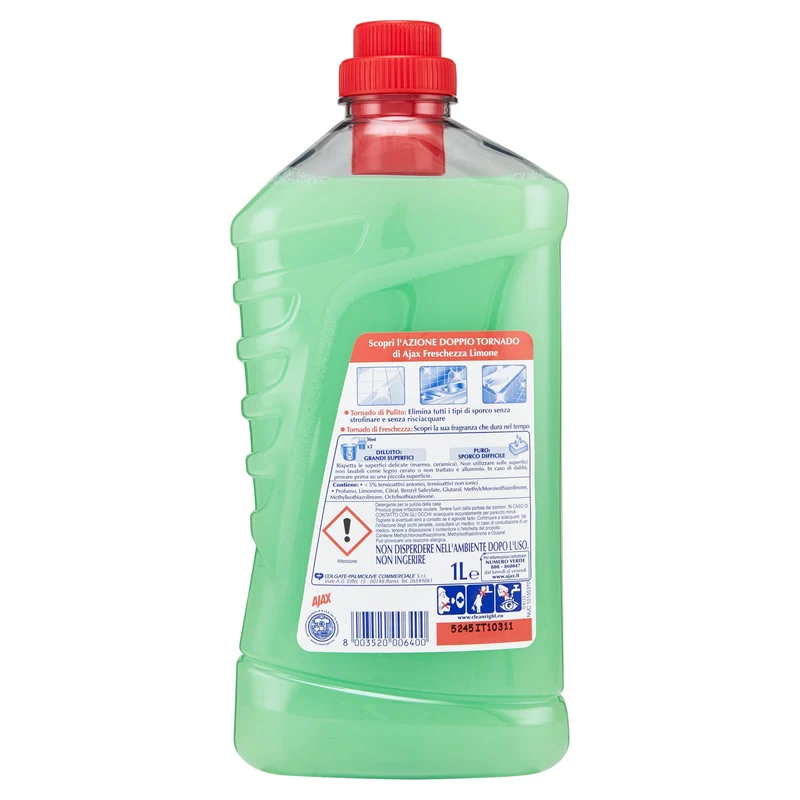Ajax Detergente Pavimenti Limone - Pacco da 12 x 1000 ml - Totale: 12000 ml