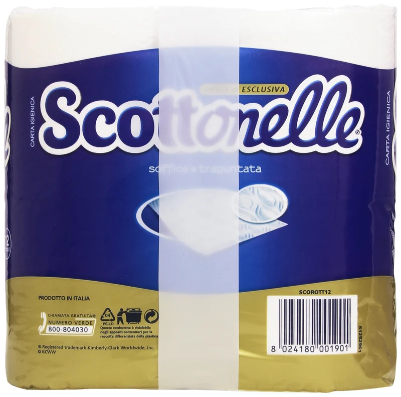 Scottonelle Carta Igienica Soffice e Trapuntata, Confezione da 12 Rotoli