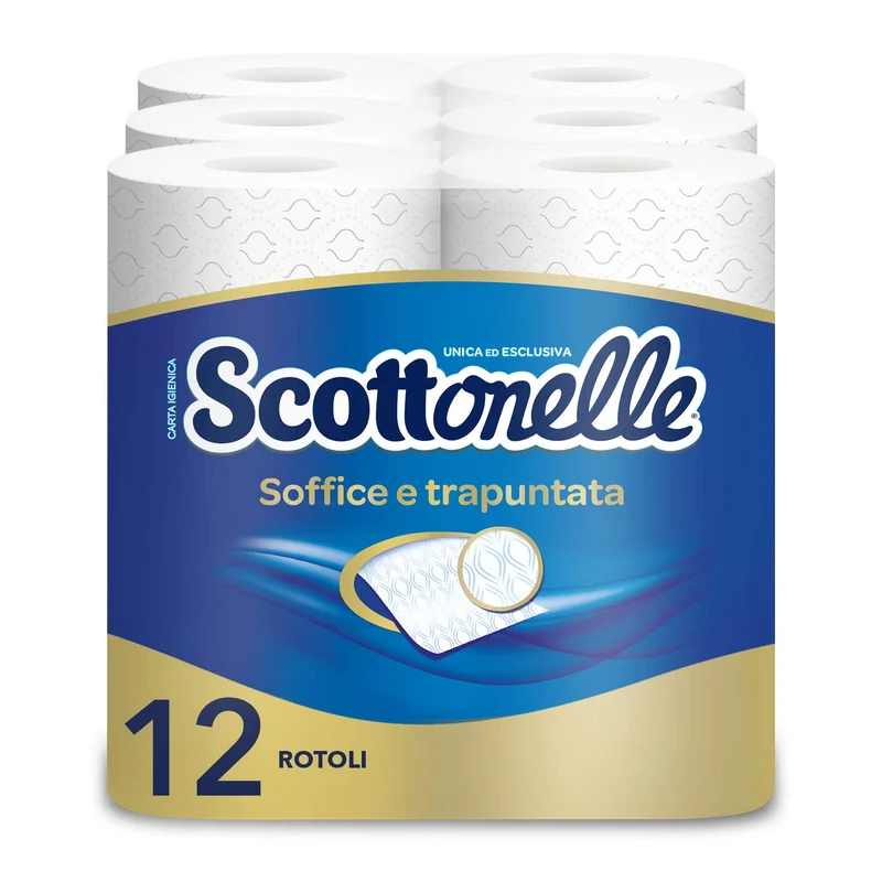 Scottonelle Carta Igienica Soffice e Trapuntata, Confezione da 12 Rotoli