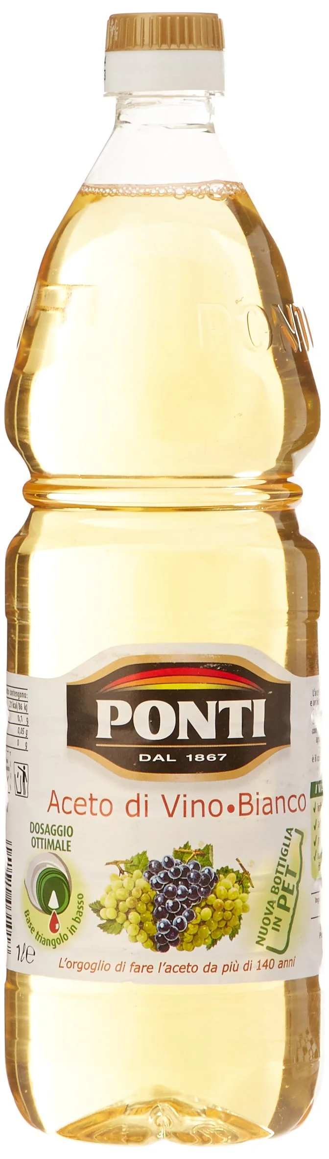 Ponti, Aceto di Vino Bianco, Acidità 6% - 1 Litro x 6 bottiglie