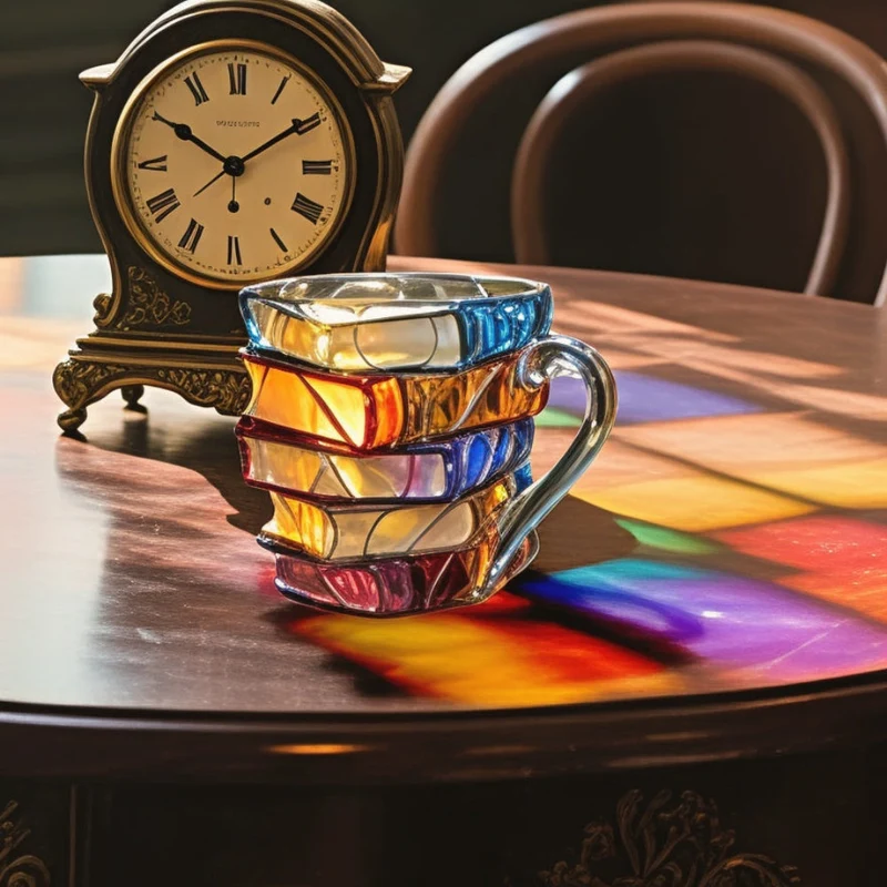 Large 350 ml Glass Coffee Mug – 3D Book Design, High-Quality Glass