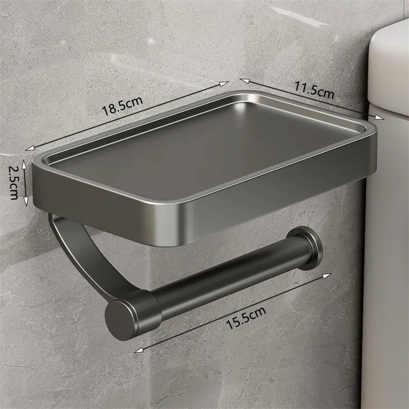 Veltrix Toiletrolhouder – Roestvrijstalen toiletrolhouder met plankje en geborsteld design