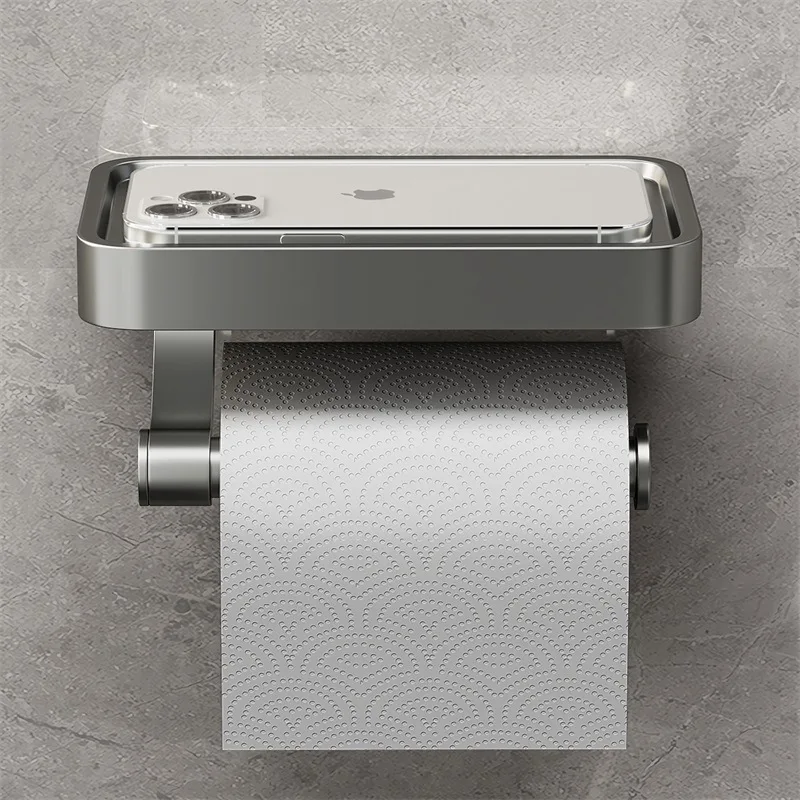 Veltrix Toiletrolhouder – Roestvrijstalen toiletrolhouder met plankje en geborsteld design