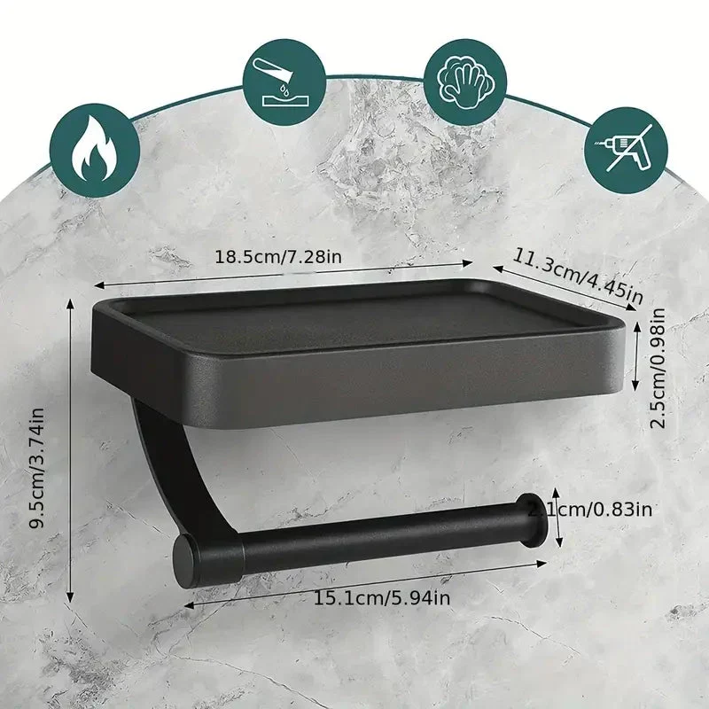 Veltrix Toiletrolhouder – Roestvrijstalen toiletrolhouder met plankje en geborsteld design
