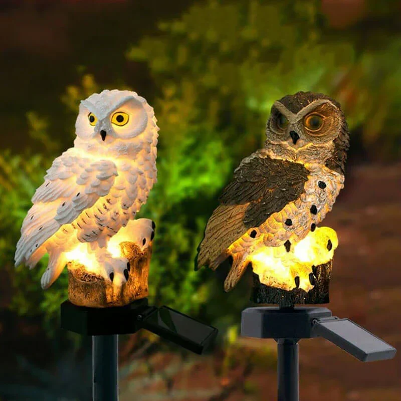 Lunvra Zonnelamp – Decoratieve solarlamp in uil-design met warm wit licht voor buiten