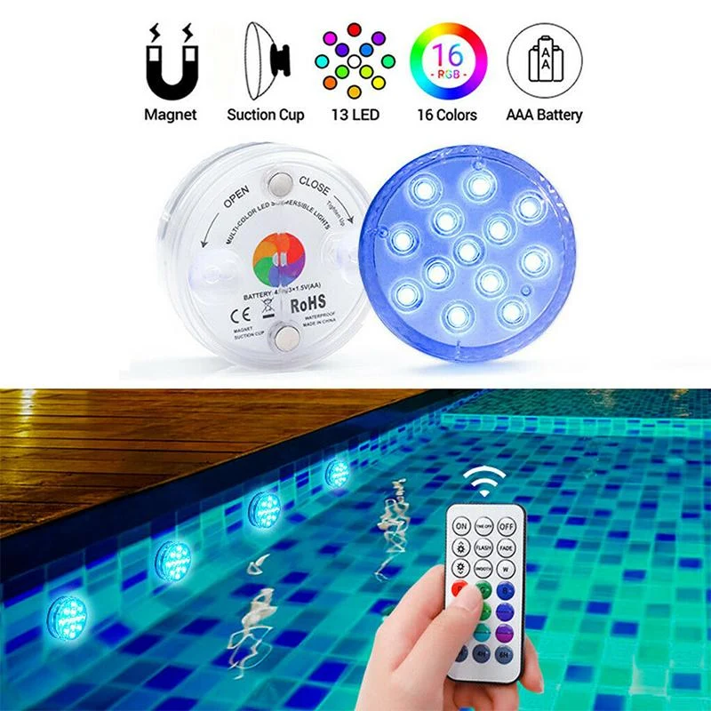 AquaGlow Waterdichte LED Verlichting – Oplaadbaar, Kleurrijk & Geschikt voor Vijver of Zwembad