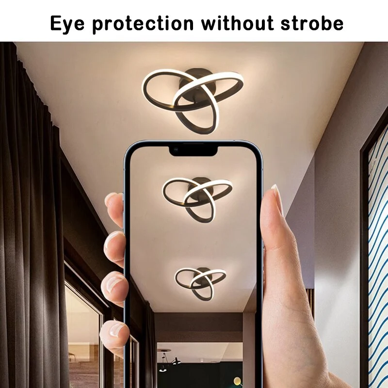 Adjustable Energy-Saving LED Ceiling Lamp with Three Rings