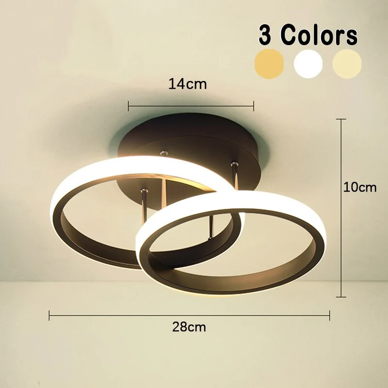 Adjustable Energy-Saving LED Ceiling Lamp with Three Rings