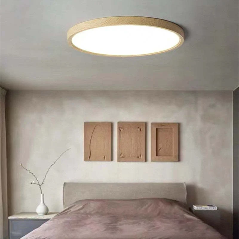 Stylish Round Flush Mount Ceiling Lamp – Modern Minimalist Japanese Style